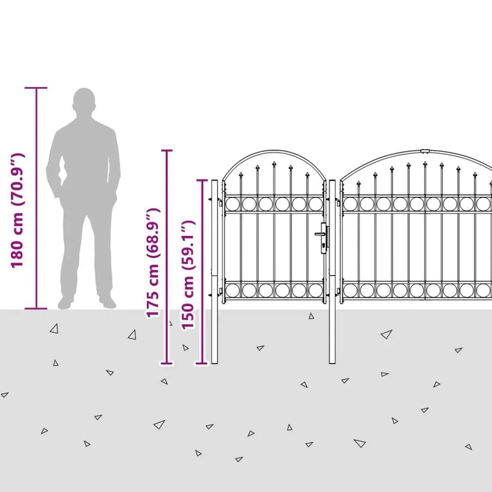vidaXL Vallas De Jardín-Puerta de valla jardín con parte superior arqueada 400 x 175 cm