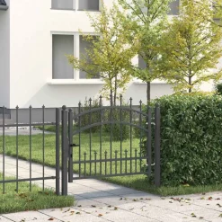 vidaXL Puerta de valla Kampen con punta de lanza negra, 103x75 cm, acero Hot