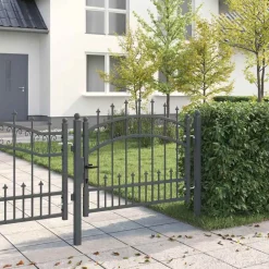 vidaXL Puerta de valla Kampen con punta de lanza negra, 103x75 cm, acero Hot