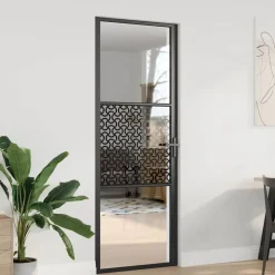 vidaXL Puerta de Vidrio Calado 76 x 3.5 x 201.5 cm Aluminio Negro Clearance