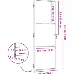 vidaXL Puerta de Vidrio Calado 76 x 3.5 x 201.5 cm Aluminio Negro Clearance