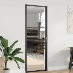 vidaXL Materiales De Construcción-Puerta de Vidrio Rayado 76 x 3.5 x 201.5 cm Aluminio