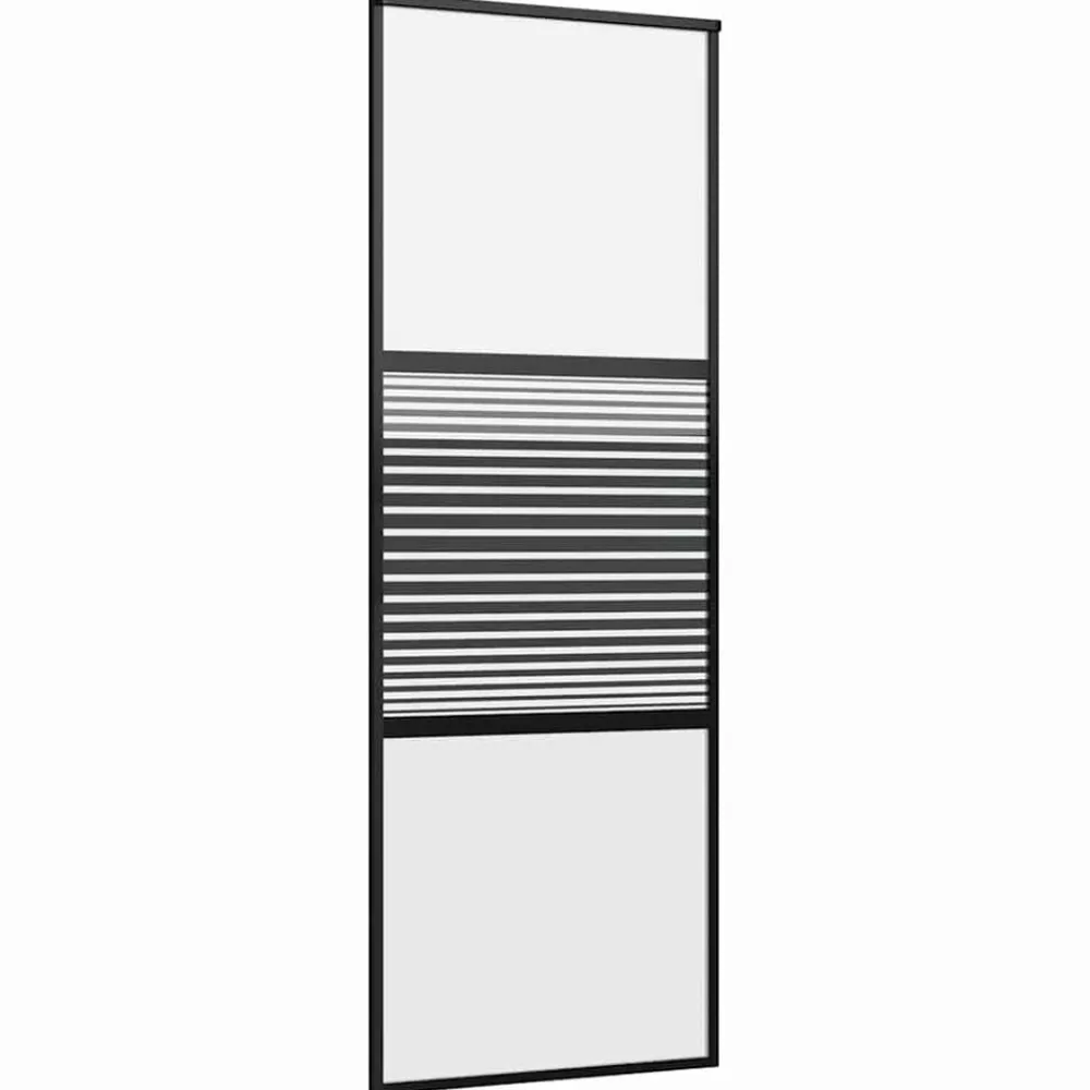 vidaXL Materiales De Construcción-Puerta de Vidrio Rayado Negro 90 x 2 x 205 cm Aluminio