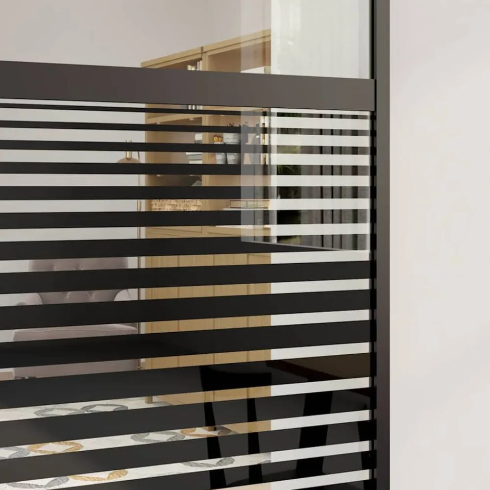 vidaXL Materiales De Construcción-Puerta de Vidrio Rayado Negro 90 x 2 x 205 cm Aluminio