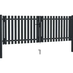 vidaXL Puerta doble de acero para valla 300 x 75 cm antracita Sale
