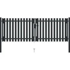 vidaXL Puerta doble de acero para valla 300 x 75 cm antracita Sale