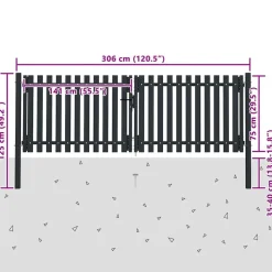 vidaXL Puerta doble de acero para valla 300 x 75 cm antracita Sale