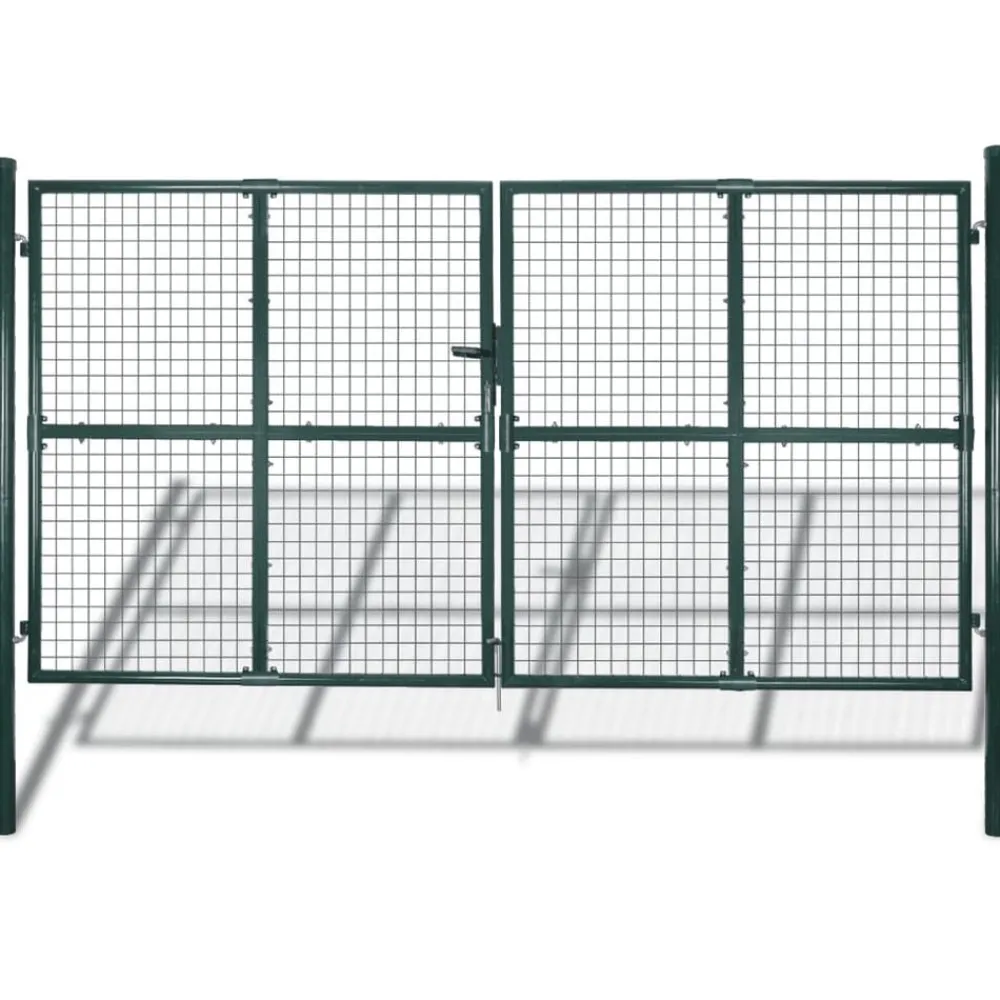 vidaXL Vallas De Jardín-Puerta doble para valla de 300x150 cm acero con recubrimiento en polvo