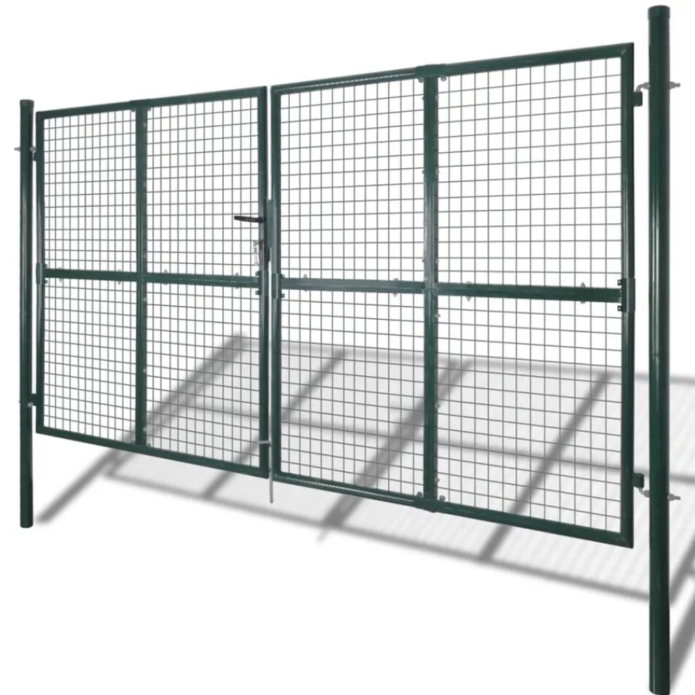 vidaXL Vallas De Jardín-Puerta doble para valla de 300x150 cm acero con recubrimiento en polvo