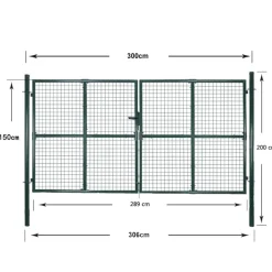 vidaXL Vallas De Jardín-Puerta doble para valla de 300x150 cm acero con recubrimiento en polvo