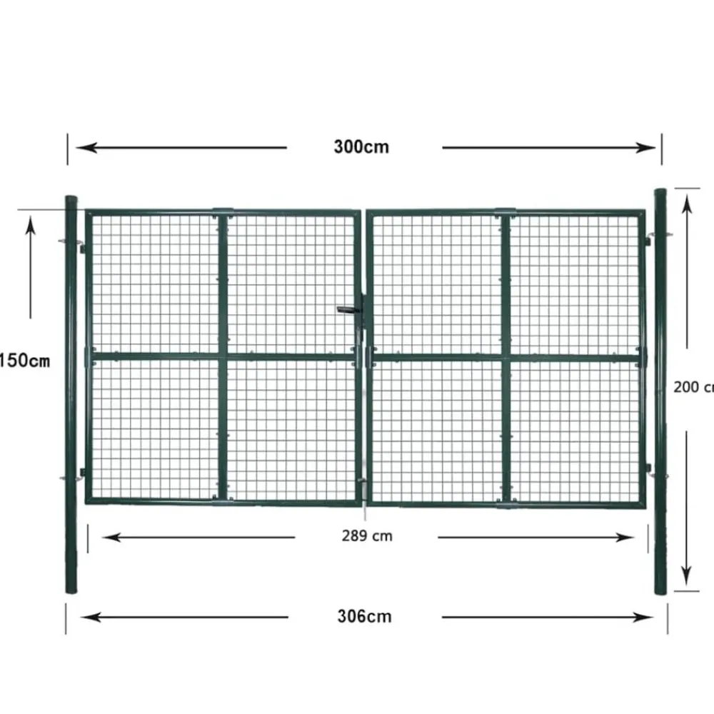 vidaXL Vallas De Jardín-Puerta doble para valla de 300x150 cm acero con recubrimiento en polvo