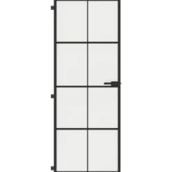 vidaXL Materiales De Construcción-Puerta interior delgada negra vidrio y aluminio 76x201,5 cm