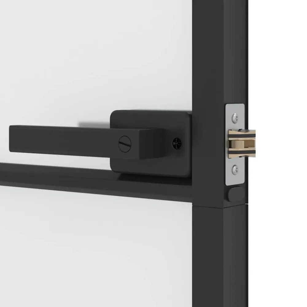 vidaXL Materiales De Construcción-Puerta interior delgada negra vidrio y aluminio 76x201,5 cm