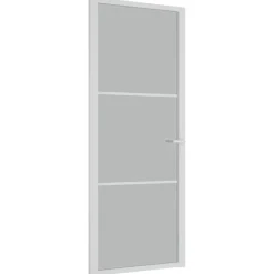 vidaXL Puerta interior de vidrio y aluminio blanco mate 83x201,5 cm Blanco y escarcha