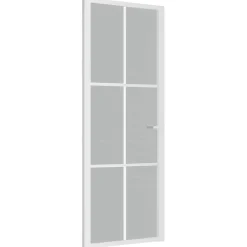 vidaXL Puerta interior de vidrio y aluminio blanco mate 76x201,5 cm Blanco y escarcha Online