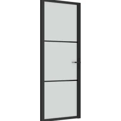 vidaXL Puerta interior de vidrio y aluminio negro mate 76x201,5 cm Negro y escarcha Clearance
