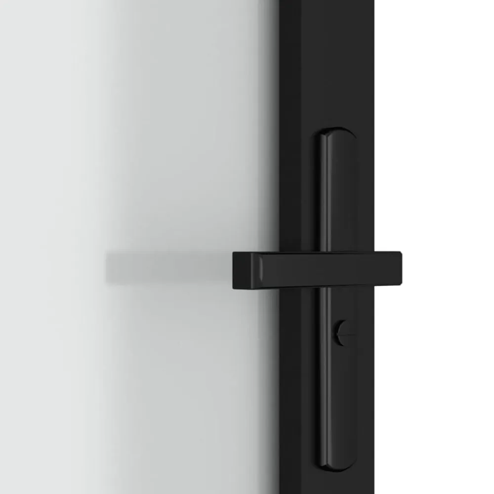 vidaXL Puerta interior de vidrio y aluminio negro mate 76x201,5 cm Negro y escarcha Clearance