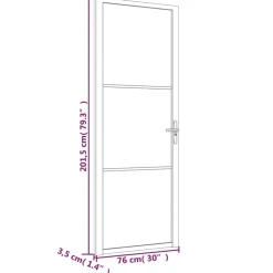 vidaXL Puerta interior de vidrio y aluminio negro mate 76x201,5 cm Negro y escarcha Clearance