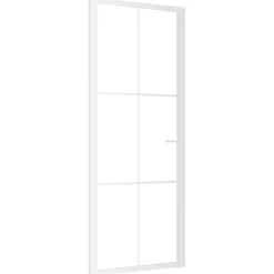 vidaXL Materiales De Construcción-Puerta interior vidrio EGS y aluminio blanco 83x201,5 cm