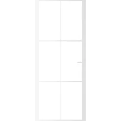 vidaXL Materiales De Construcción-Puerta interior vidrio EGS y aluminio blanco 83x201,5 cm