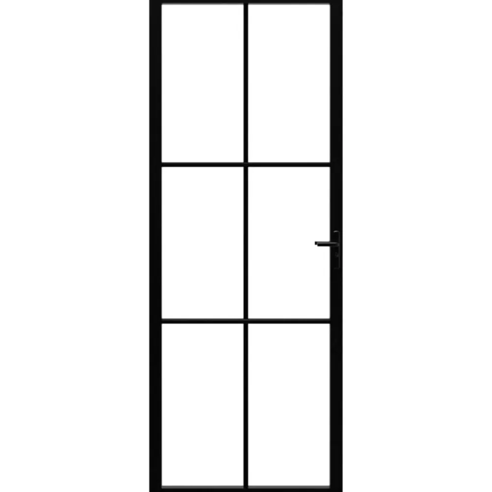 vidaXL Materiales De Construcción-Puerta interior vidrio ESG y aluminio negro 76x201,5 cm