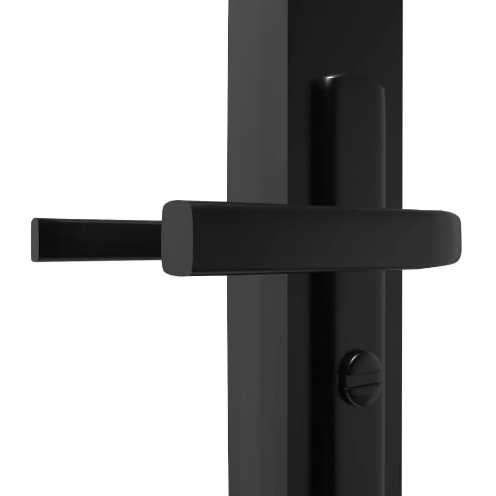 vidaXL Materiales De Construcción-Puerta interior vidrio ESG y aluminio negro 76x201,5 cm