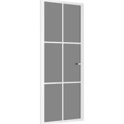 vidaXL Puerta interior vidrio EGS y aluminio blanco 83x201,5 cm Blanco y transparente oscuro Discount