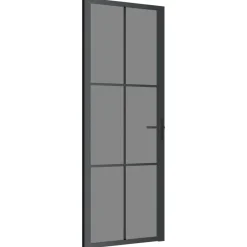 vidaXL Materiales De Construcción-Puerta interior vidrio EGS y aluminio negro 76x201,5 cm