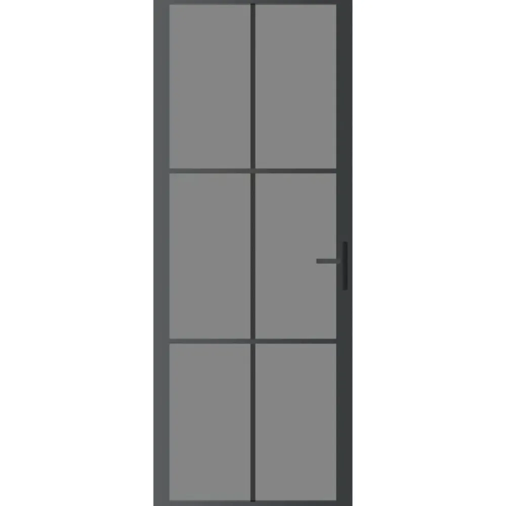 vidaXL Materiales De Construcción-Puerta interior vidrio EGS y aluminio negro 76x201,5 cm
