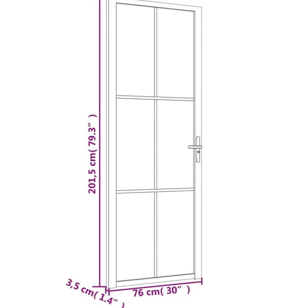 vidaXL Materiales De Construcción-Puerta interior vidrio EGS y aluminio negro 76x201,5 cm