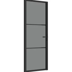 vidaXL Puerta interior vidrio EGS y aluminio negro 76x201,5 cm Negro y transparente oscuro Hot