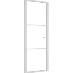 vidaXL Materiales De Construcción-Puerta interior vidrio EGS y aluminio blanco 76x201,5 cm