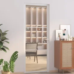 vidaXL Materiales De Construcción-Puerta interior vidrio EGS y aluminio blanco 76x201,5 cm