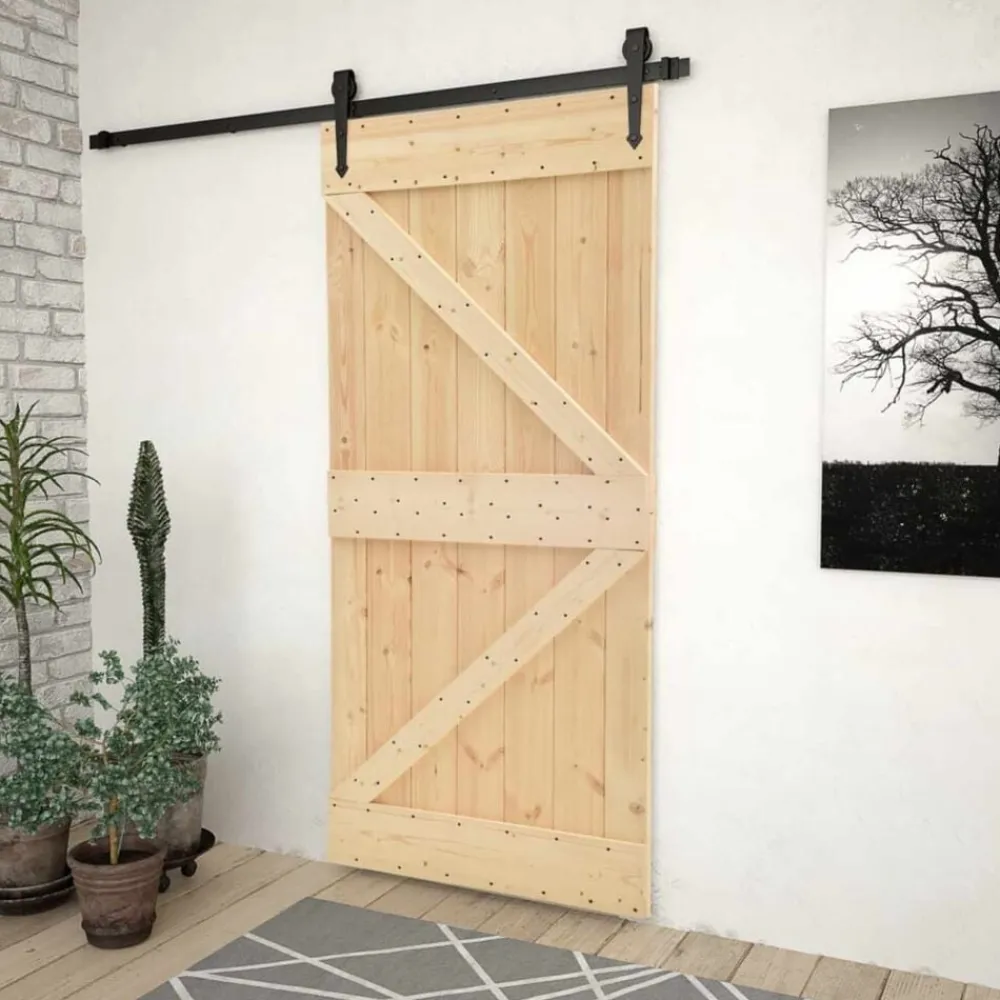 vidaXL Puerta NARVIK 80 x 210 cm Madera de Pino Sólido Natural New