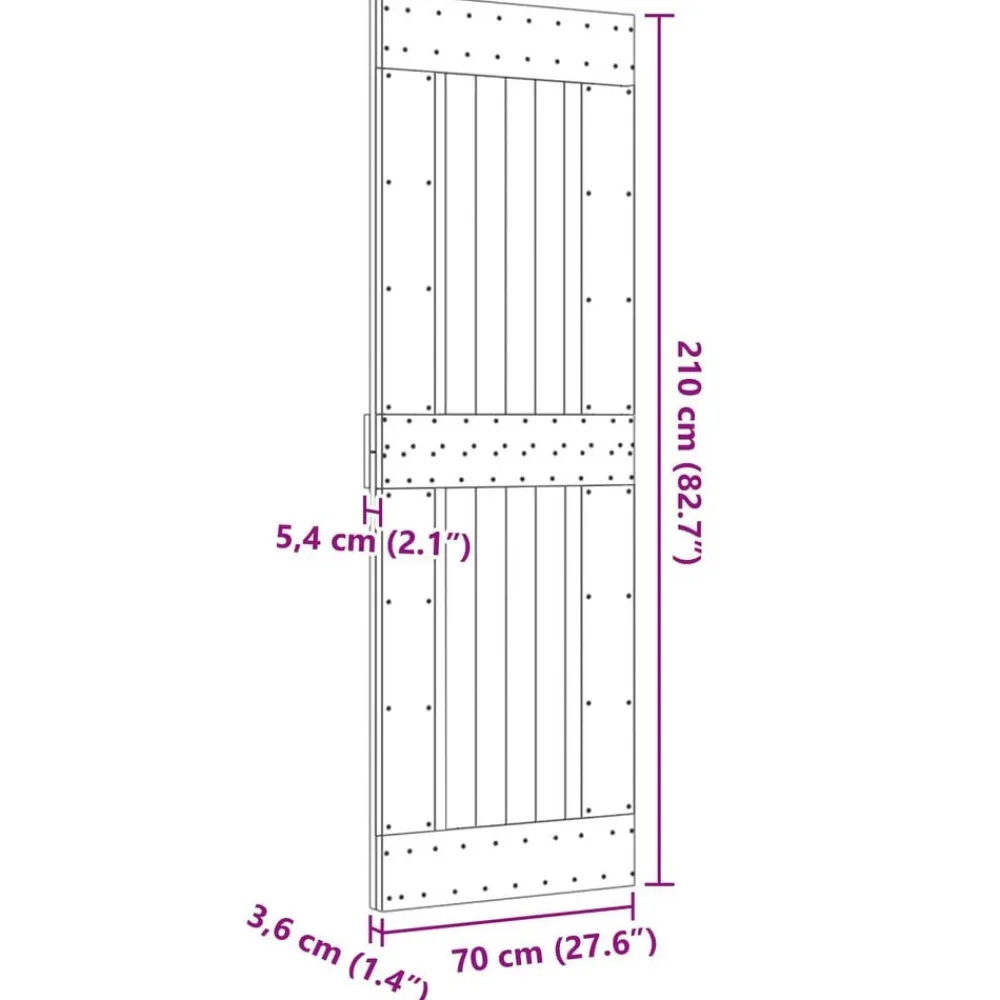 vidaXL Puerta NARVIK 70 x 210 cm Madera de Pino Sólido Natural