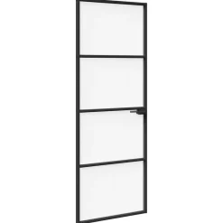 vidaXL Puerta para el Hogar 76 x 201,5 x 3,5 cm Negra y estriada Discount