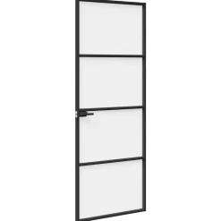 vidaXL Puerta para el Hogar 76 x 201,5 x 3,5 cm Negra y estriada Discount