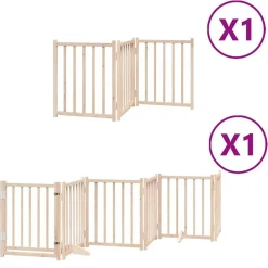 vidaXL Puerta para perros plegable 9 paneles madera de álamo 450 cm Natural Sale