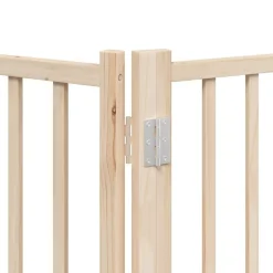 vidaXL Puerta para perros plegable 9 paneles madera de álamo 450 cm Natural Sale