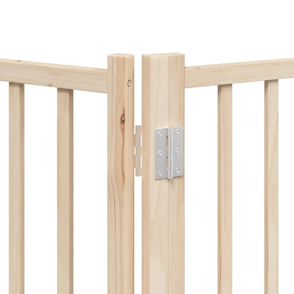 vidaXL Puerta para perros plegable 9 paneles madera de álamo 450 cm Natural Sale