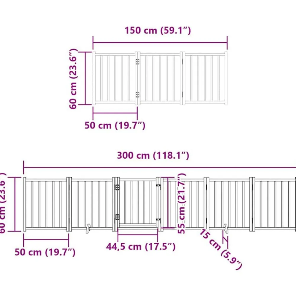 vidaXL Puerta para perros plegable 9 paneles madera de álamo 450 cm Natural Sale