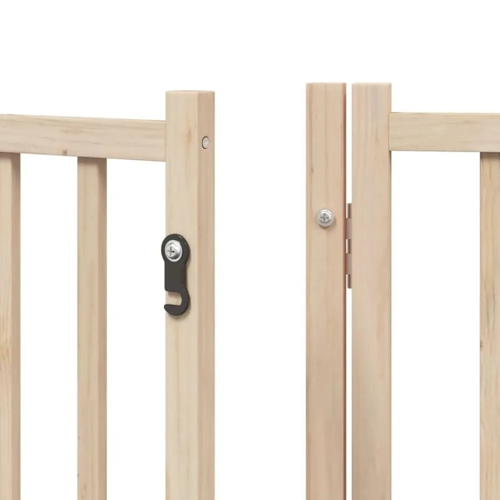 vidaXL Puerta para perros plegable 9 paneles madera de álamo 450 cm Natural Sale
