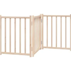vidaXL Puerta para perros plegable 3 paneles madera de abeto 150 cm Natural Sale