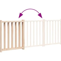 vidaXL Puerta para perros plegable 3 paneles madera de abeto 150 cm Natural Sale