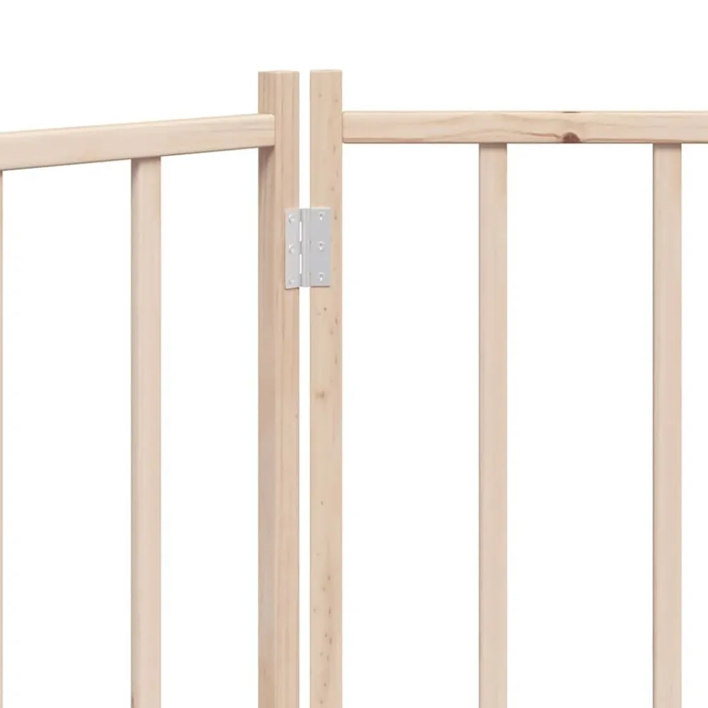 vidaXL Puerta para perros plegable 3 paneles madera de abeto 150 cm Natural Sale