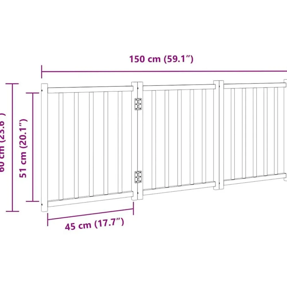 vidaXL Puerta para perros plegable 3 paneles madera de abeto 150 cm Natural Sale