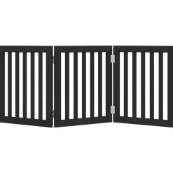 vidaXL Puerta para perros plegable 3 paneles madera álamo negra 150 cm Negro Clearance