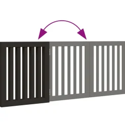 vidaXL Puerta para perros plegable 3 paneles madera álamo negra 150 cm Negro Clearance