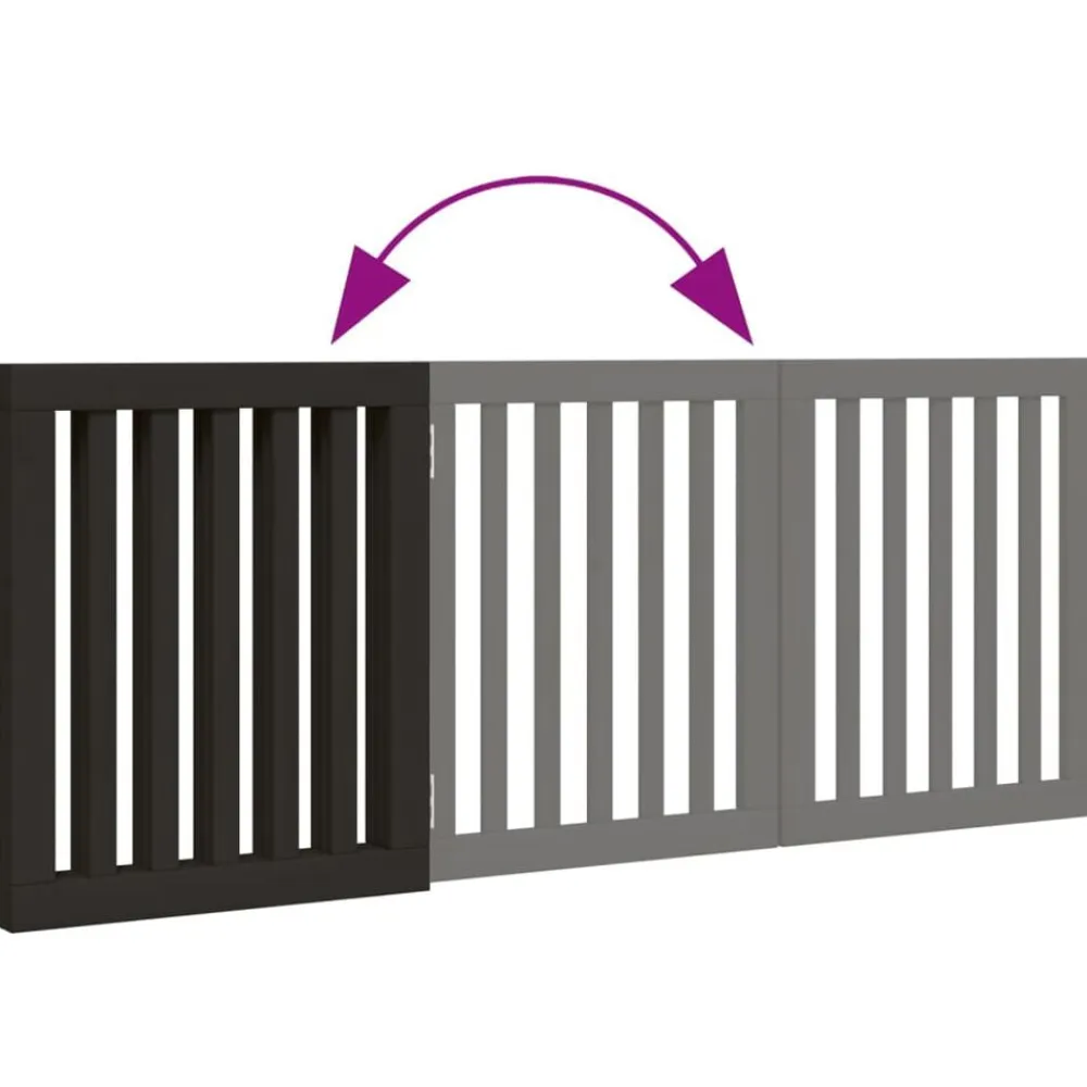 vidaXL Puerta para perros plegable 3 paneles madera álamo negra 150 cm Negro Clearance