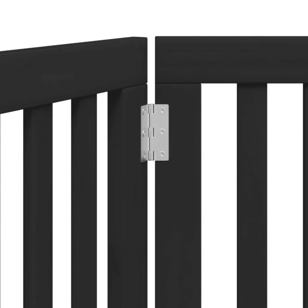 vidaXL Puerta para perros plegable 3 paneles madera álamo negra 150 cm Negro Clearance